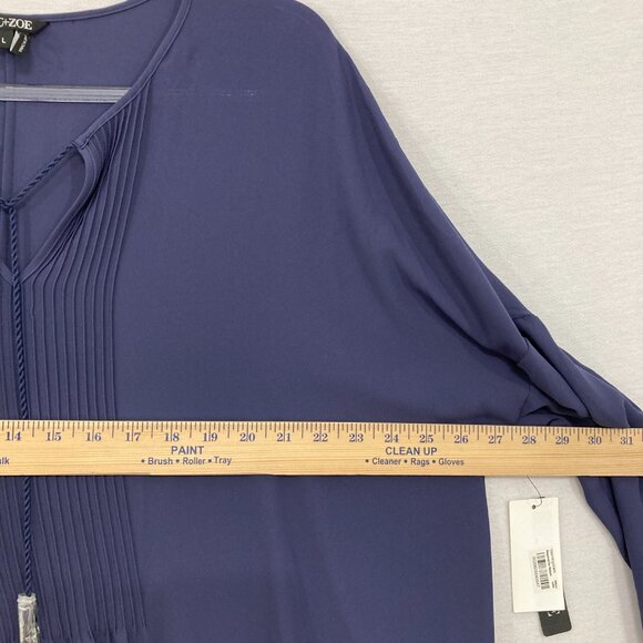 New Nic + Zoe Large Pintuck Tie Front Relaxed Flowy Popover Blouse Office Career - Picture 8 of 11